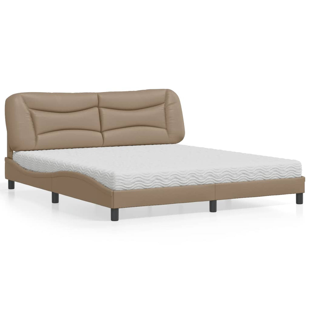 vidaXL Bed with Mattress "Hvar" Cappuccino Brown 180x200 cm Faux Leather