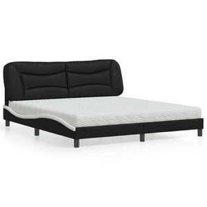 vidaXL Bed with Mattress "Hvar" Black and White 180x200 cm Faux Leather