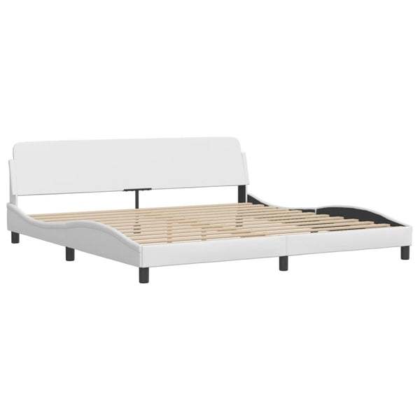 vidaXL Bed with Mattress "Hvar" White 200x200 cm Faux Leather