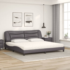 vidaXL Bed with Mattress "Hvar" Grey 200x200 cm Faux Leather
