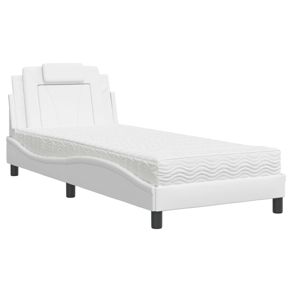vidaXL "Viana" Bed with Mattress White 80x200 cm Faux Leather