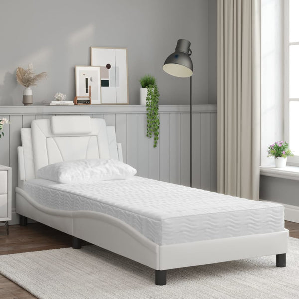 vidaXL "Viana" Bed with Mattress White 80x200 cm Faux Leather