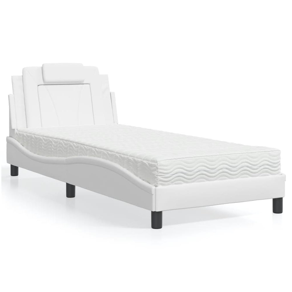 vidaXL "Viana" Bed with Mattress White 80x200 cm Faux Leather