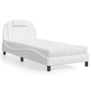 vidaXL "Viana" Bed with Mattress White 80x200 cm Faux Leather