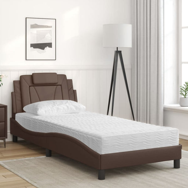 vidaXL "Viana" Bed with Mattress Brown 80x200 cm Faux Leather