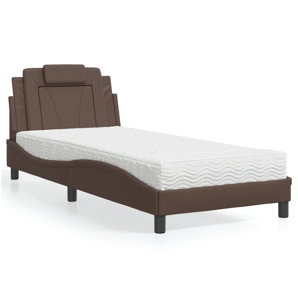 vidaXL "Viana" Bed with Mattress Brown 80x200 cm Faux Leather