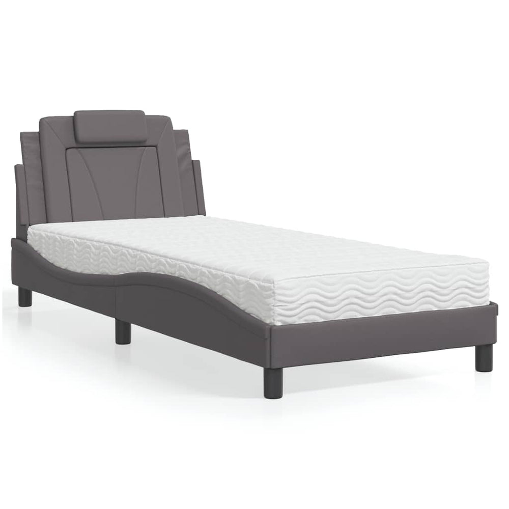 vidaXL "Viana" Bed with Mattress Grey 80x200 cm Faux Leather