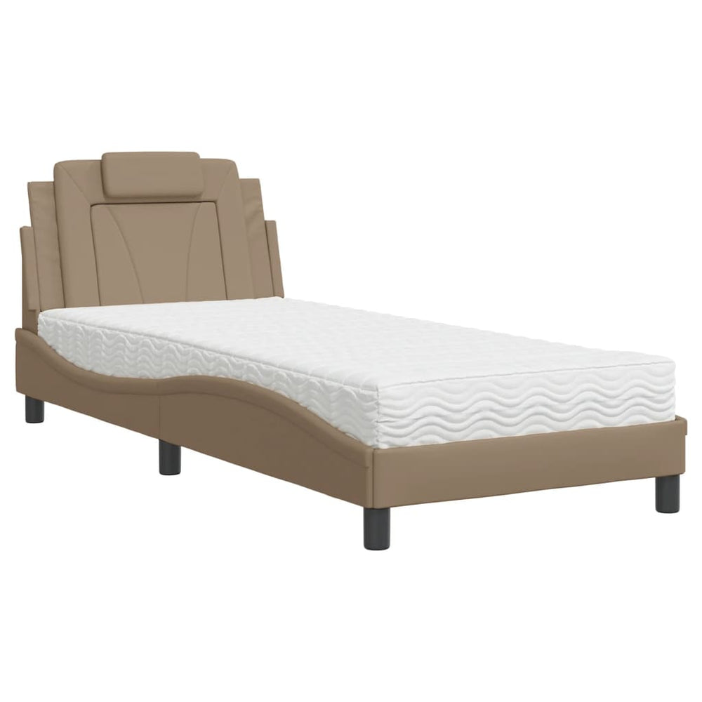 vidaXL Bed "Viana" with Mattress Cappuccino Brown 80x200 cm Faux Leather