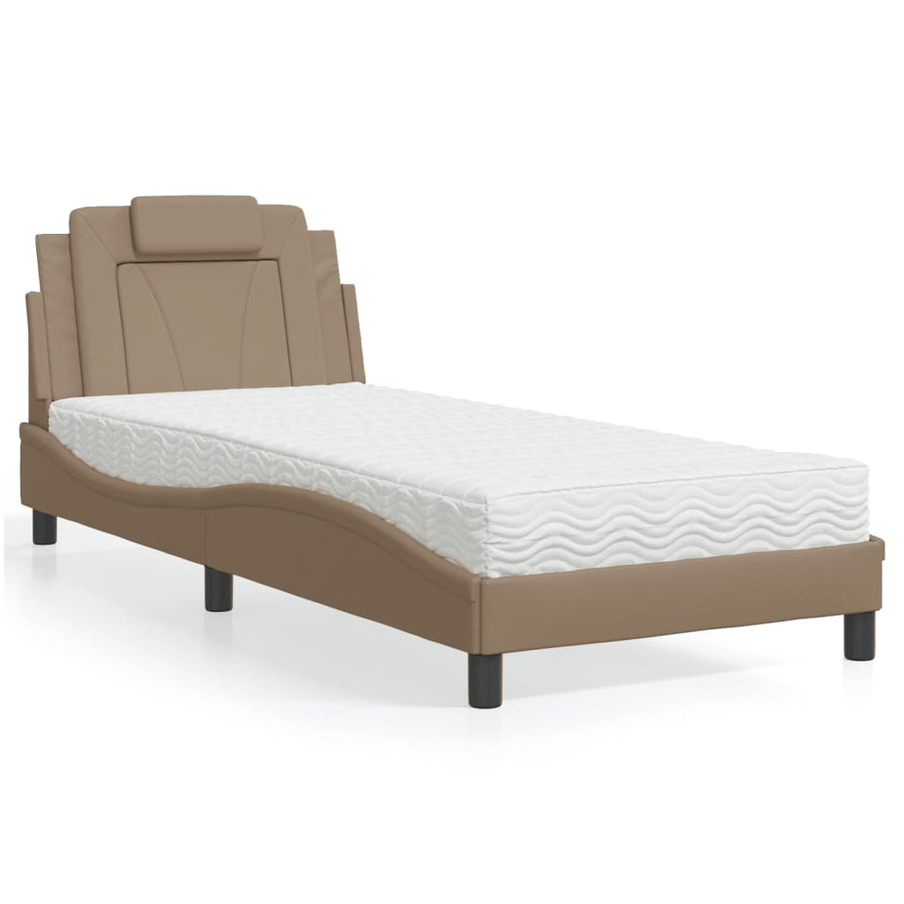 vidaXL Bed "Viana" with Mattress Cappuccino Brown 80x200 cm Faux Leather