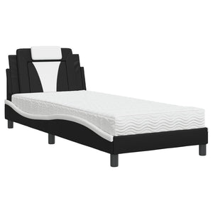 vidaXL Bed "Viana" with Mattress Black and White 80x200 cm Faux Leather