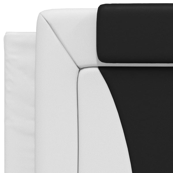 vidaXL Bed "Viana" with Mattress White and Black 80x200 cm Faux Leather