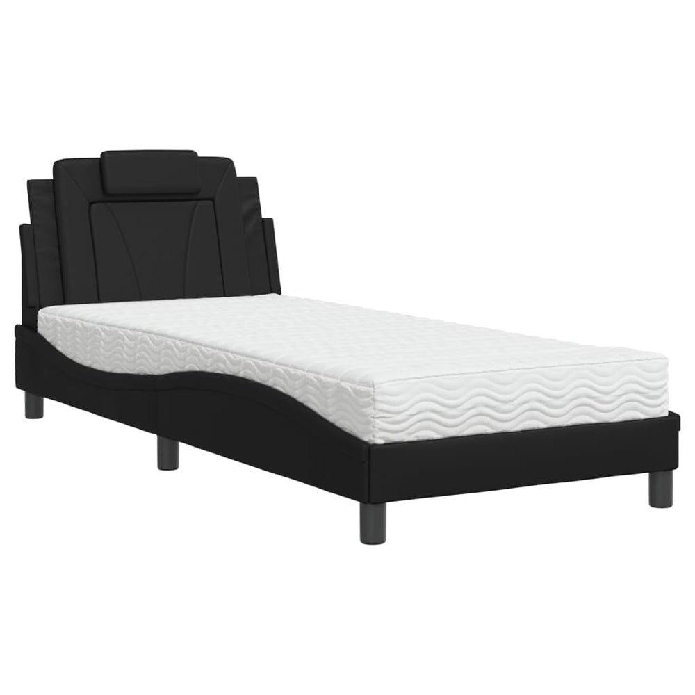 vidaXL "Viana" Bed with Mattress Black 90x190 cm Faux Leather
