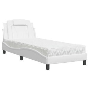 vidaXL "Viana" Bed with Mattress White 90x190 cm Faux Leather