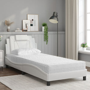 vidaXL "Viana" Bed with Mattress White 90x190 cm Faux Leather