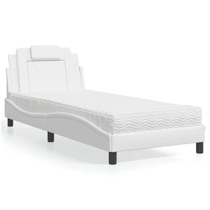 vidaXL "Viana" Bed with Mattress White 90x190 cm Faux Leather