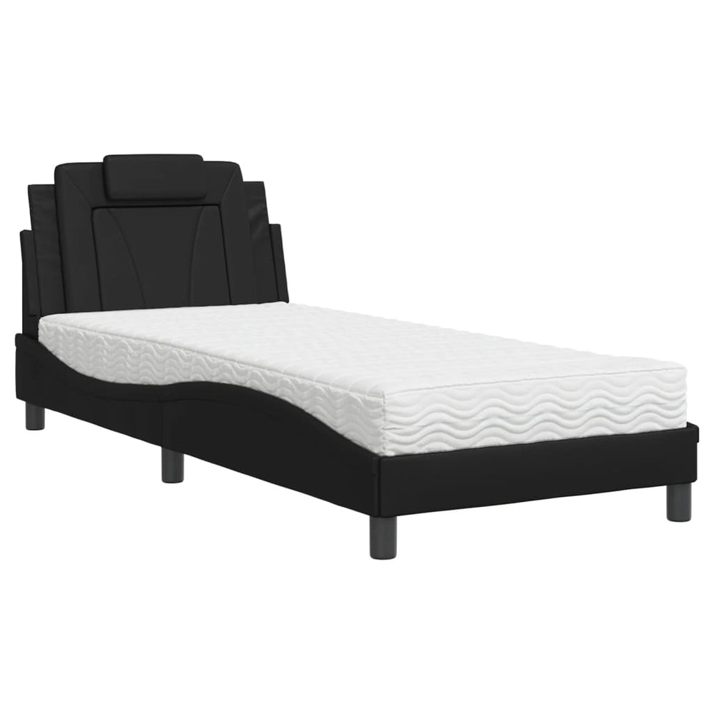 vidaXL Bed "Viana" with Mattress Black 90x200 cm Faux Leather