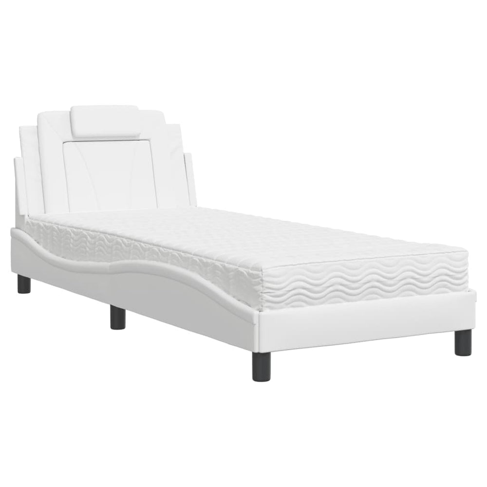 vidaXL Bed "Viana" with Mattress White 90x200 cm Faux Leather