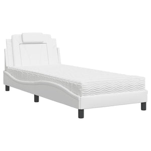 vidaXL Bed "Viana" with Mattress White 90x200 cm Faux Leather