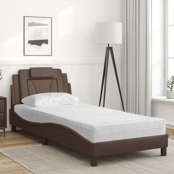 vidaXL Bed "Viana" with Mattress Brown 90x200 cm Faux Leather