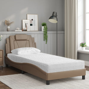 vidaXL "Viana" Bed with Mattress Cappuccino Brown 90x200 cm Faux Leather