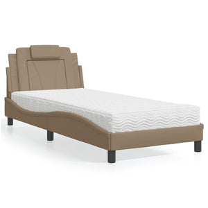 vidaXL "Viana" Bed with Mattress Cappuccino Brown 90x200 cm Faux Leather