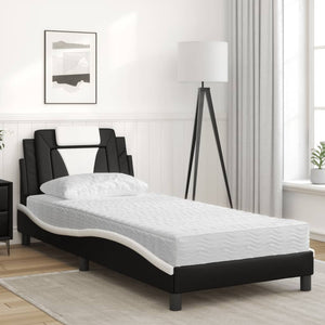 vidaXL "Viana" Bed with Mattress Black and White 90x200 cm Faux Leather