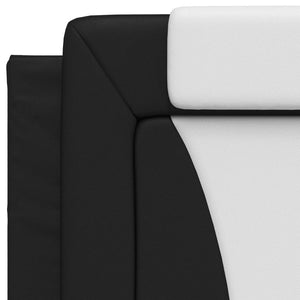 vidaXL "Viana" Bed with Mattress Black and White 90x200 cm Faux Leather