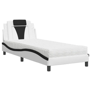 vidaXL "Viana" Bed with Mattress White and Black 90x200 cm Faux Leather