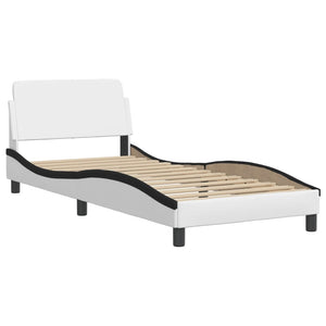 vidaXL "Viana" Bed with Mattress White and Black 90x200 cm Faux Leather