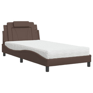 vidaXL "Viana" Bed with Mattress Brown 100x200 cm Faux Leather