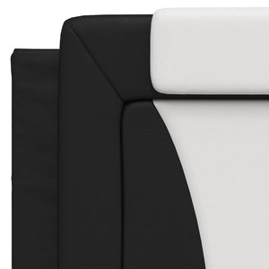 vidaXL "Viana" Bed with Mattress Black and White 100x200 cm Faux Leather