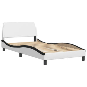 vidaXL "Viana" Bed with Mattress White and Black 100x200 cm Faux Leather