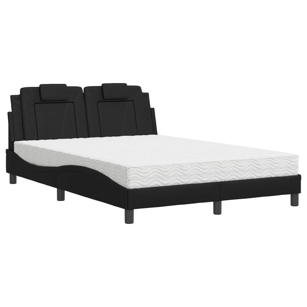 vidaXL "Viana" Bed with Mattress Black 120x200 cm Faux Leather