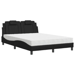 vidaXL "Viana" Bed with Mattress Black 120x200 cm Faux Leather