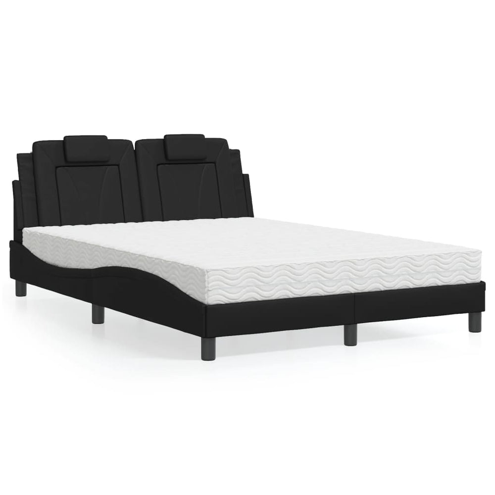 vidaXL "Viana" Bed with Mattress Black 120x200 cm Faux Leather