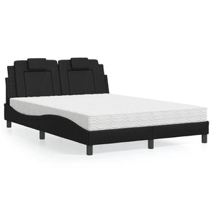 vidaXL "Viana" Bed with Mattress Black 120x200 cm Faux Leather