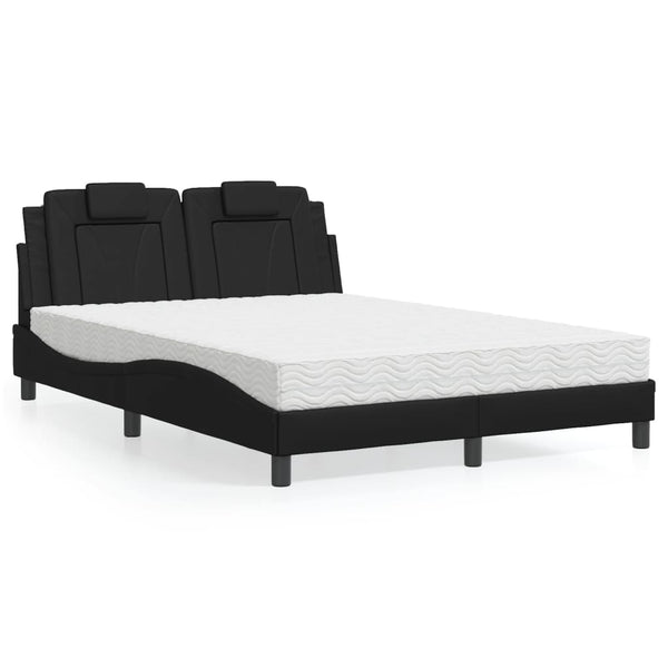 vidaXL "Viana" Bed with Mattress Black 120x200 cm Faux Leather