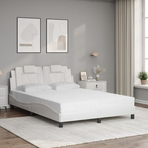 vidaXL "Viana" Bed with Mattress White 120x200 cm Faux Leather
