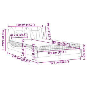 vidaXL "Viana" Bed with Mattress White 120x200 cm Faux Leather