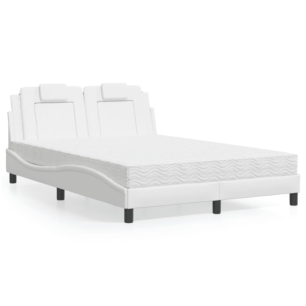 vidaXL "Viana" Bed with Mattress White 120x200 cm Faux Leather