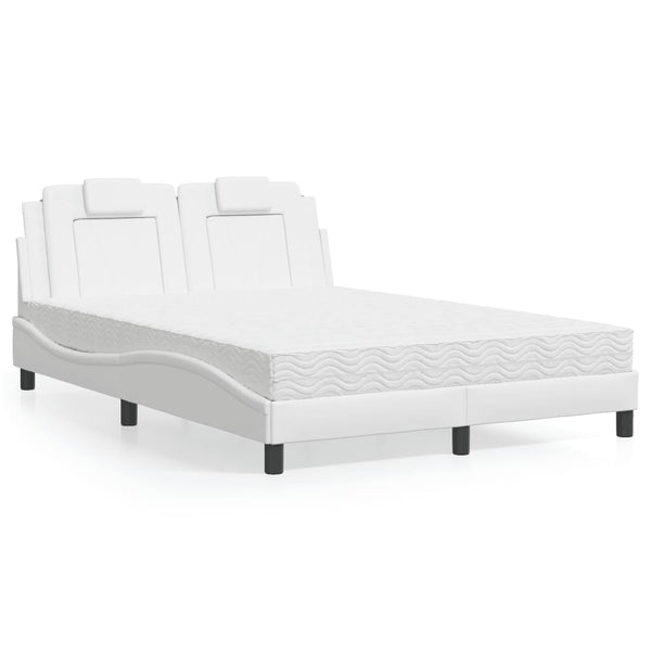 vidaXL "Viana" Bed with Mattress White 120x200 cm Faux Leather