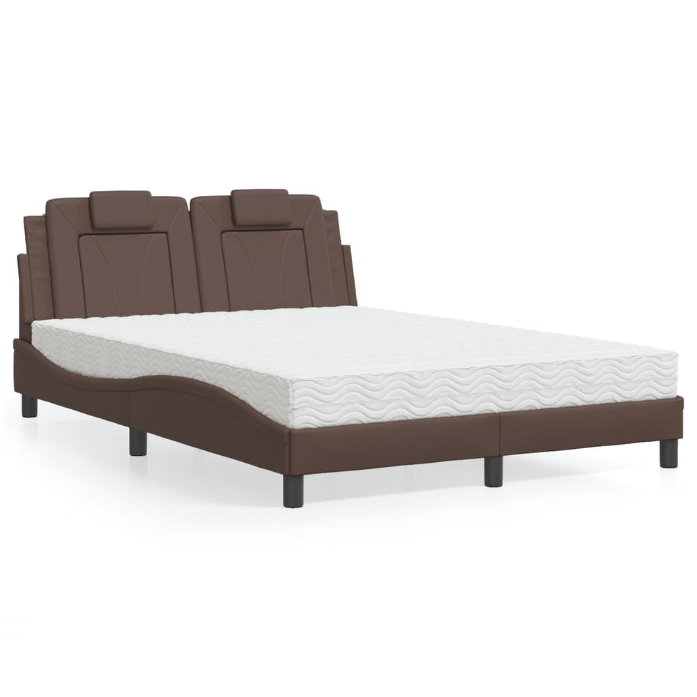 vidaXL "Viana" Bed with Mattress Brown 120x200 cm Faux Leather