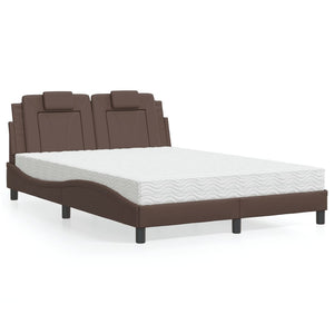 vidaXL "Viana" Bed with Mattress Brown 120x200 cm Faux Leather
