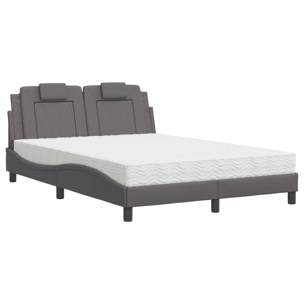 vidaXL Bed "Viana" with Mattress Grey 120x200 cm Faux Leather