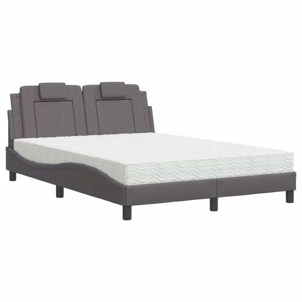 vidaXL Bed "Viana" with Mattress Grey 120x200 cm Faux Leather