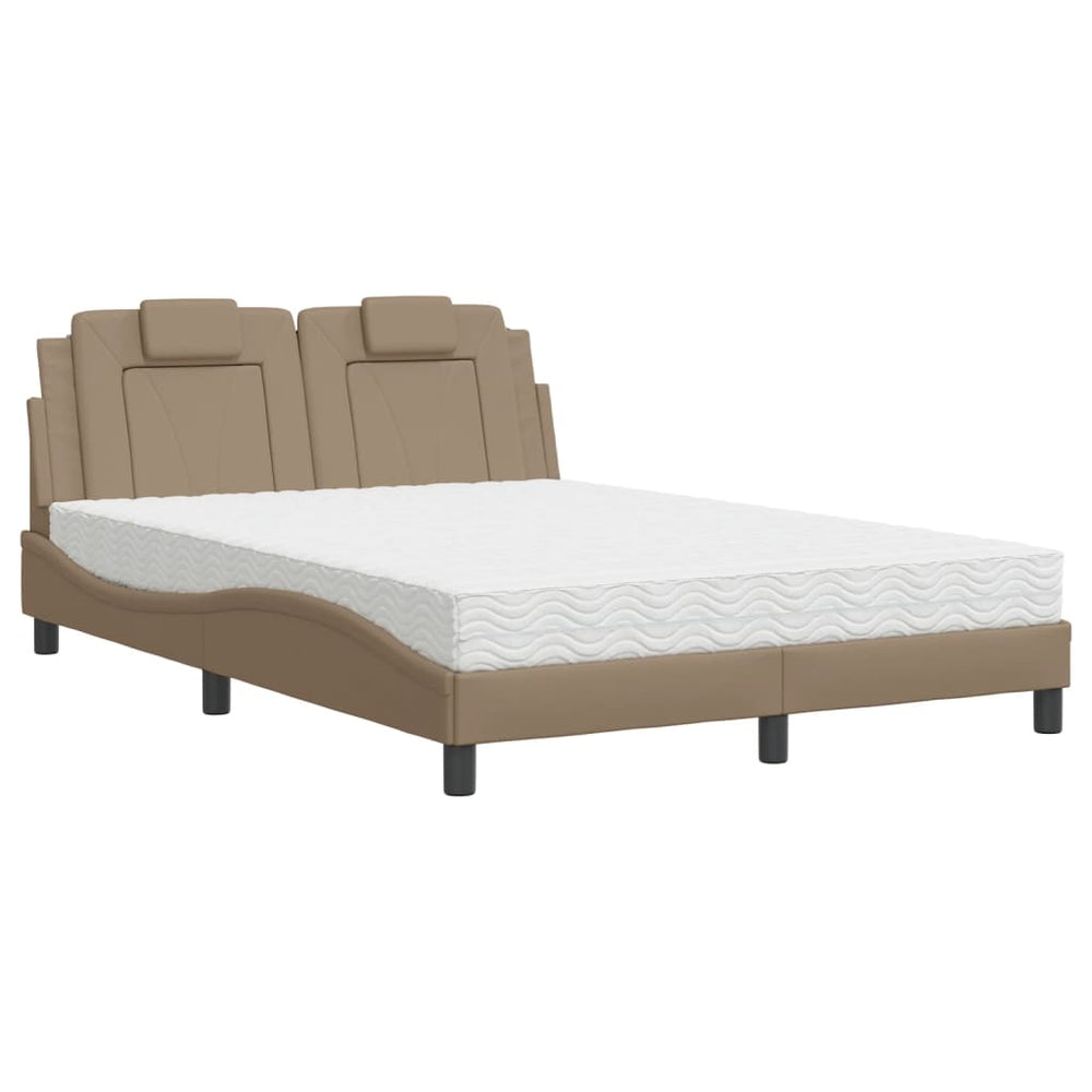 vidaXL "Viana" Bed with Mattress Cappuccino Brown 120x200 cm Faux Leather