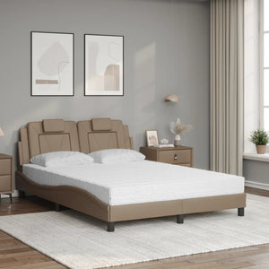 vidaXL "Viana" Bed with Mattress Cappuccino Brown 120x200 cm Faux Leather