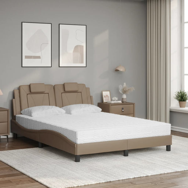 vidaXL "Viana" Bed with Mattress Cappuccino Brown 120x200 cm Faux Leather