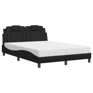vidaXL "Viana" Bed with Mattress Black 140x190 cm Faux Leather