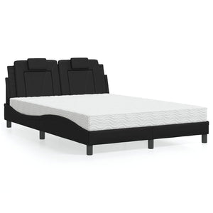 vidaXL "Viana" Bed with Mattress Black 140x190 cm Faux Leather